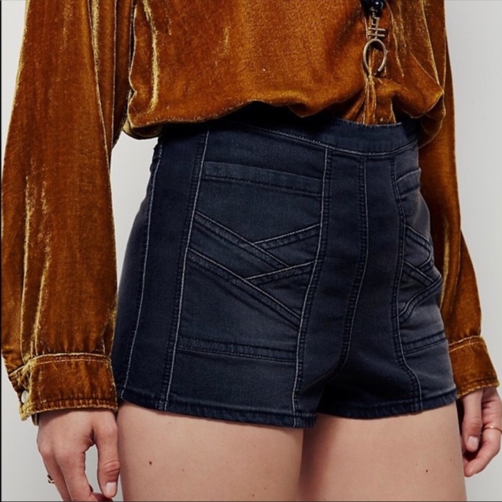 Free People Radar Love Denim Shorts Dark Wash 24